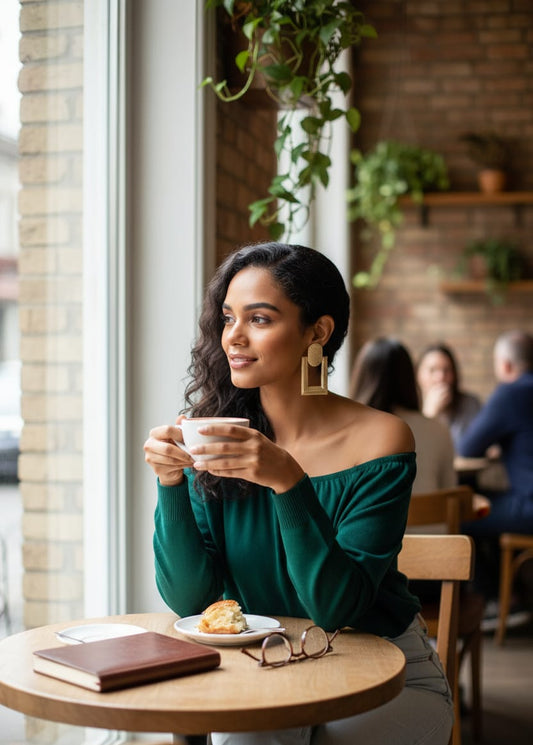 Gold-Toned Anti-Tarnish Geometric Rectangle Statement Earrings