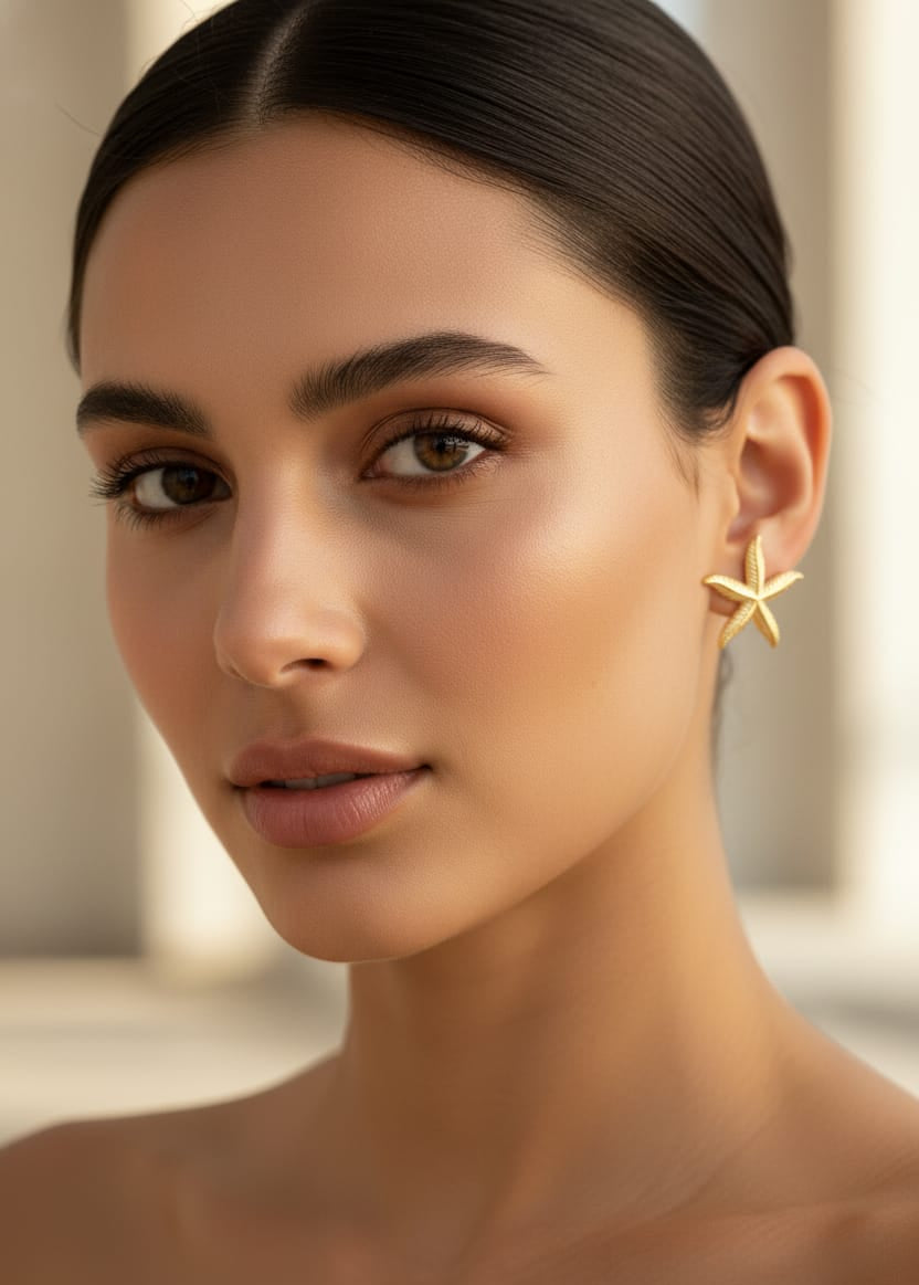 Gold-Toned Anti-Tarnish Starfish Stud Earrings