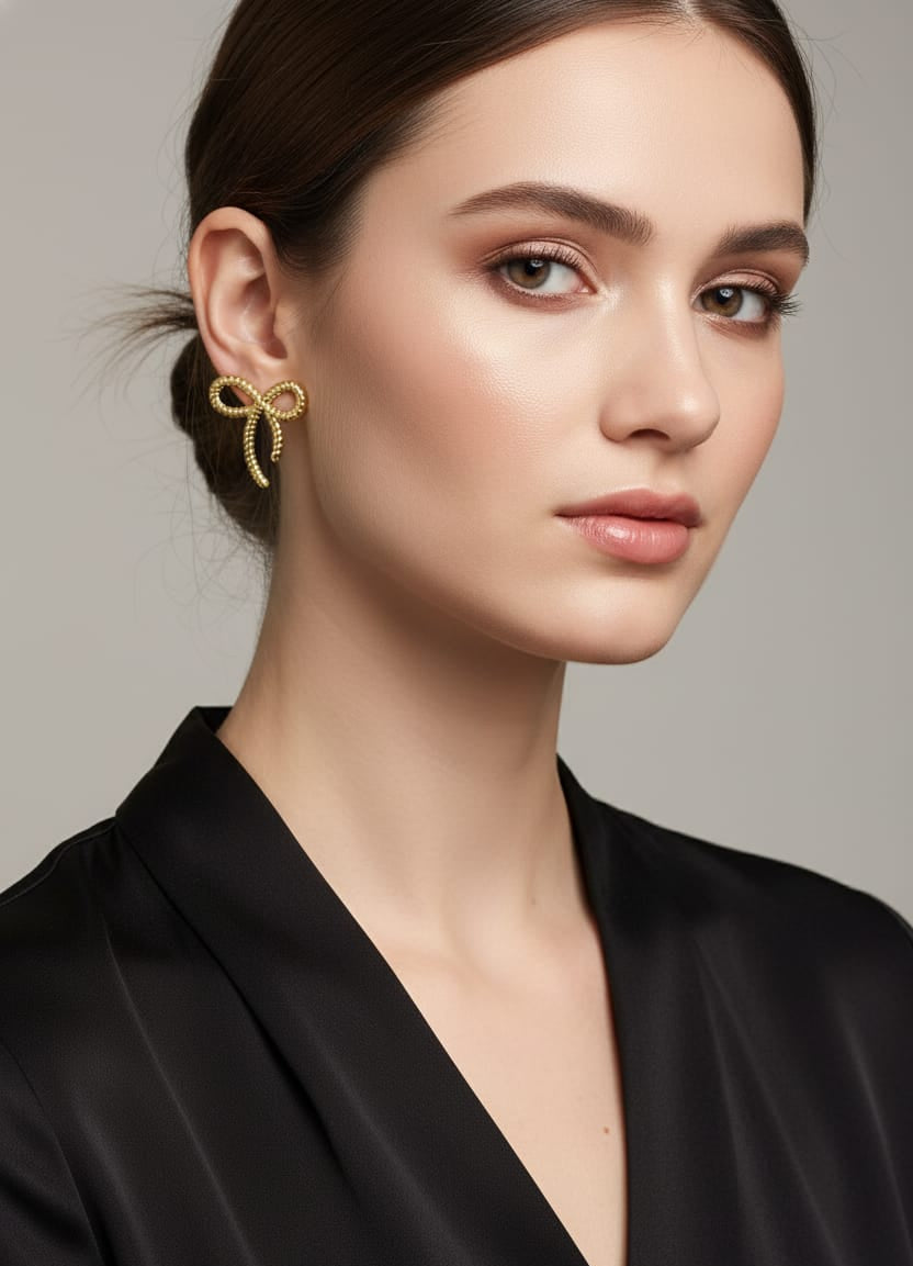 Gold-Toned Anti-Tarnish Bow Stud Earrings
