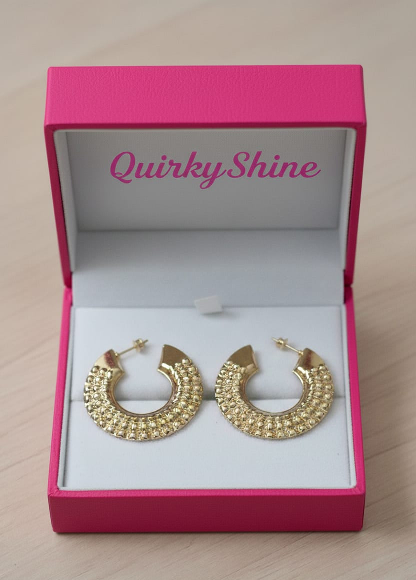 Gold-Toned Anti-Tarnish Textured Open Hoop Earrings