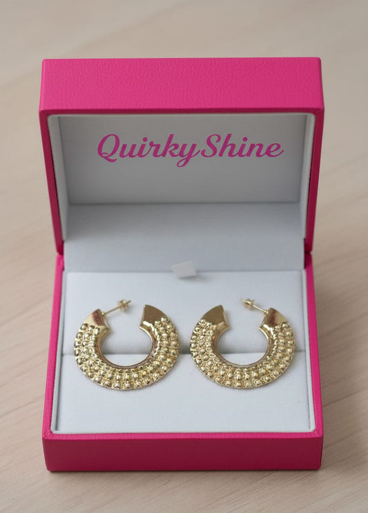 Gold-Toned Anti-Tarnish Textured Open Hoop Earrings
