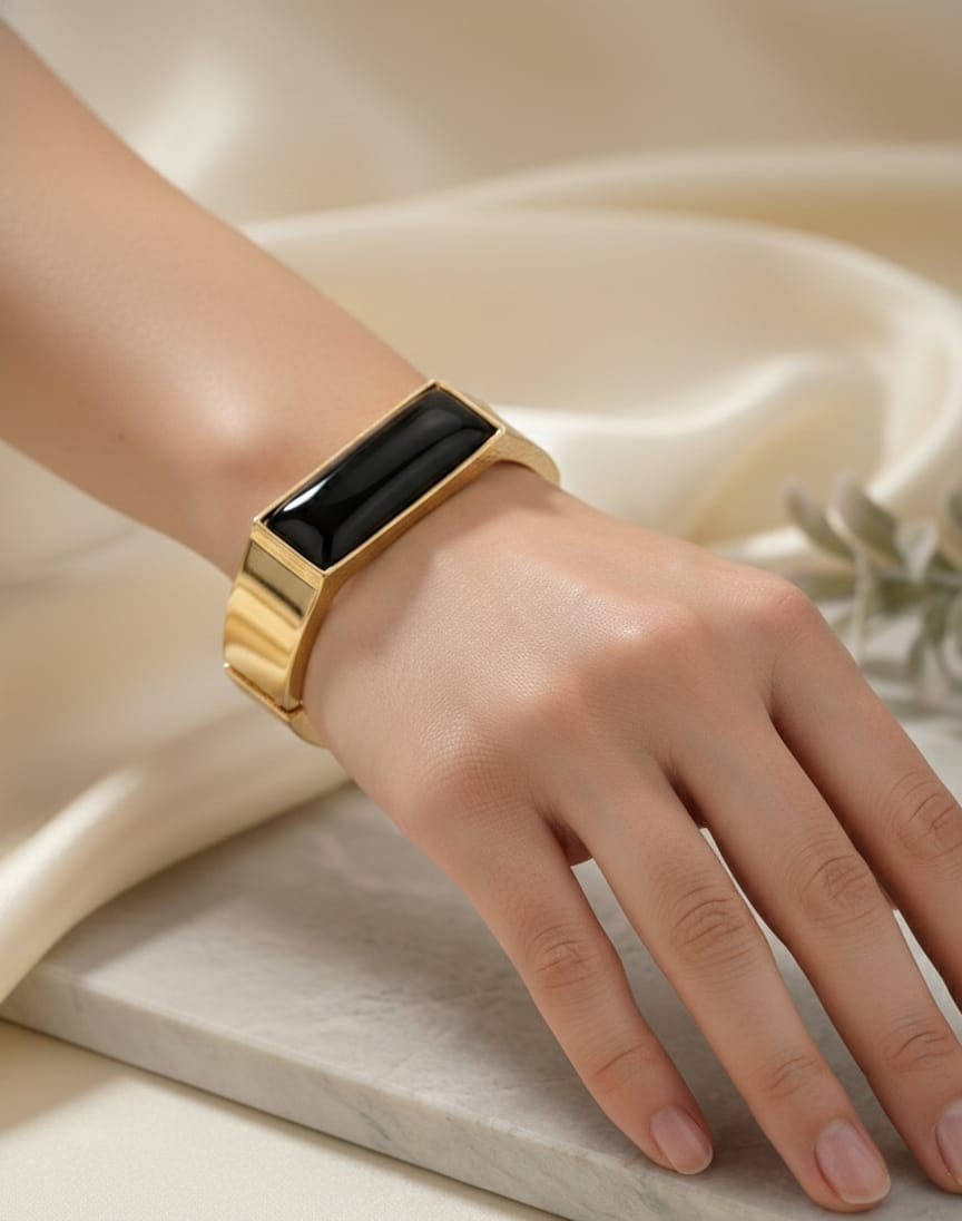 Adjustable Black Stone Bracelet