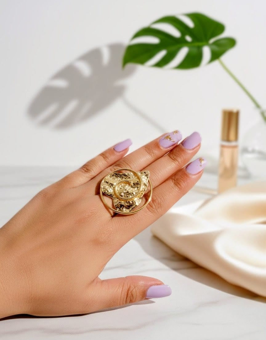 Golden Orbit Statement Cocktail Ring