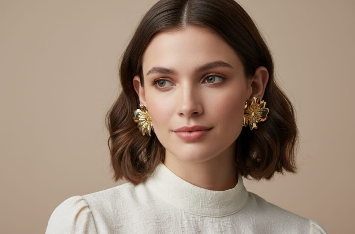 Golden Bloom Statement Earrings