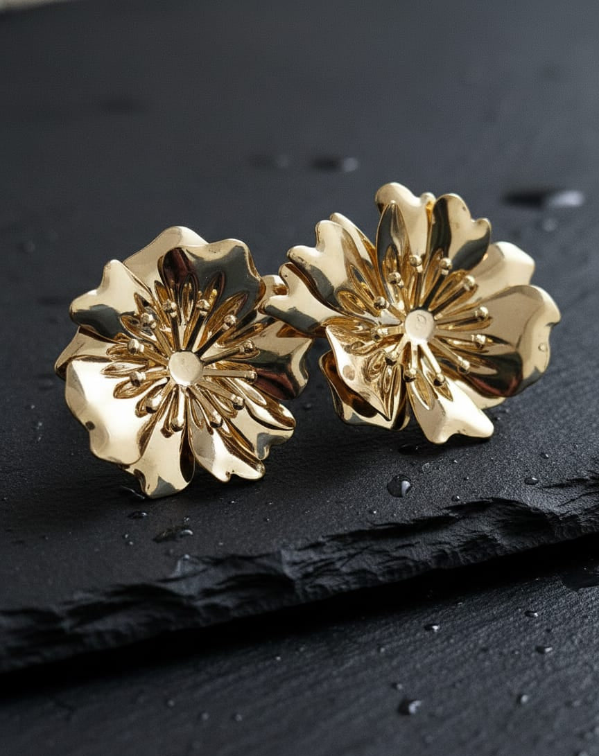 Golden Bloom Statement Earrings