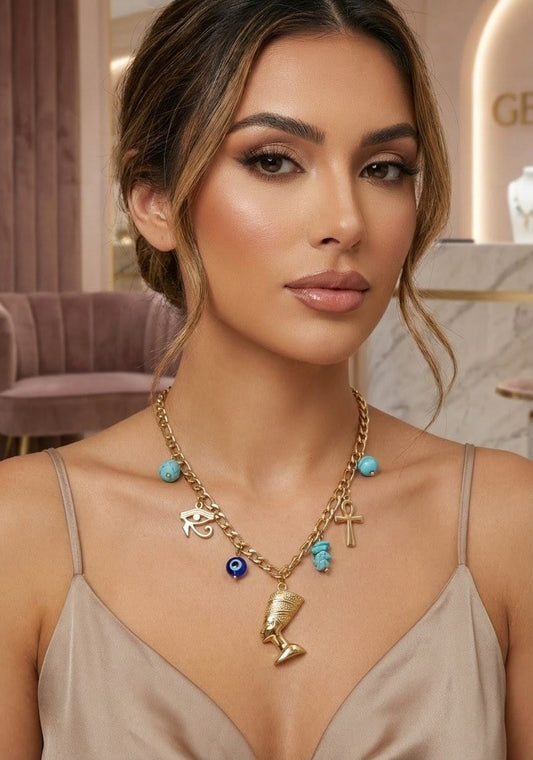 Evil Eye & Symbolic Charm Anti-Tarnish Necklace