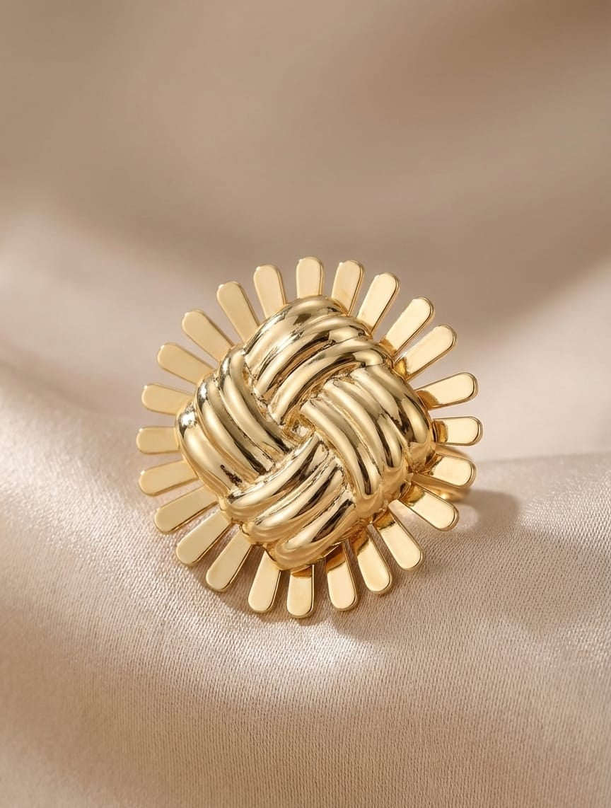 Golden Weave Statement Cocktail Ring