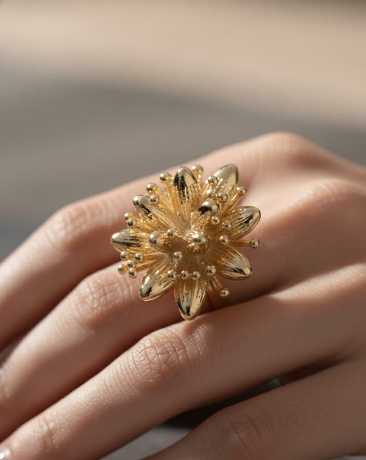 Golden Bloom Cocktail Ring