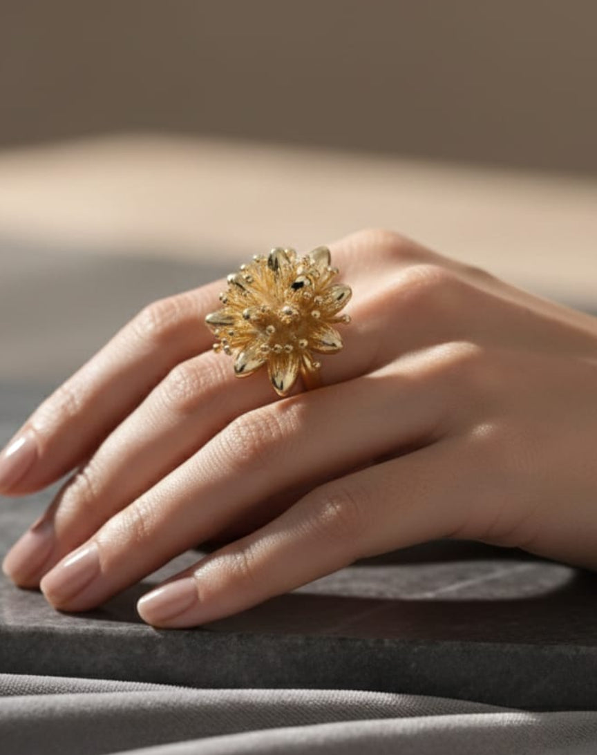 Golden Bloom Cocktail Ring