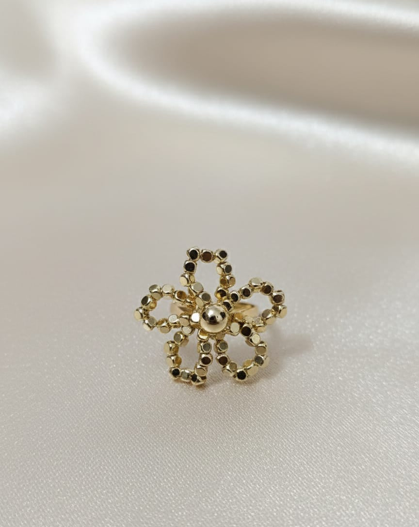 Golden Petal Whisper Cocktail Ring