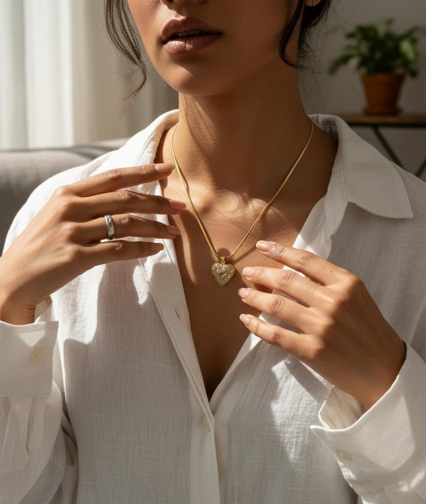 Gold Heart Pendant Necklace