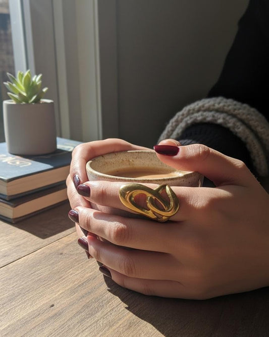 Intertwined Loop Gold Statement Ring
