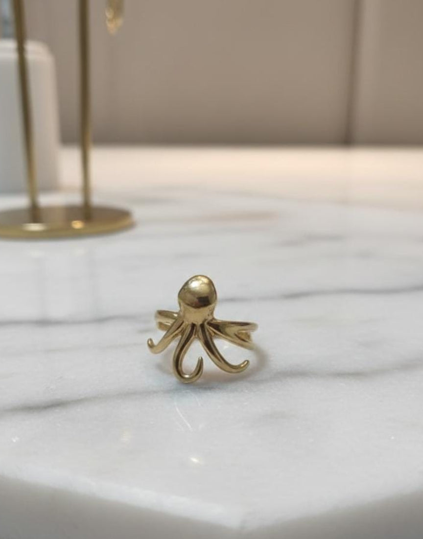 Octopus Adjustable Gold Statement Ring