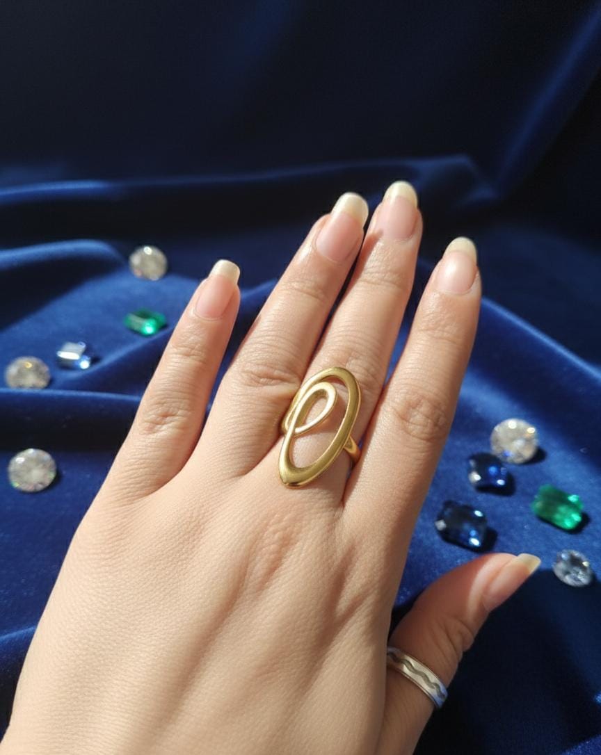 Abstract Loop Gold Statement Ring