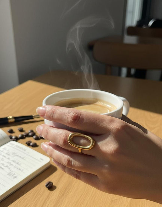 Oval Frame Gold Statement Ring