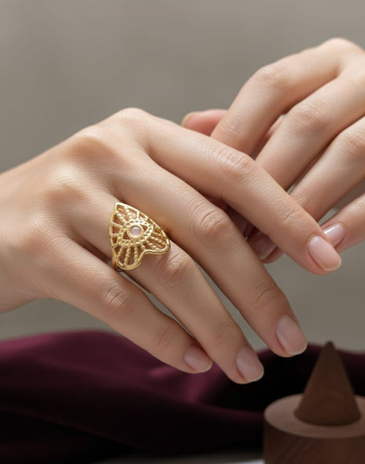 Golden Evil Eye Adjustable Statement Ring