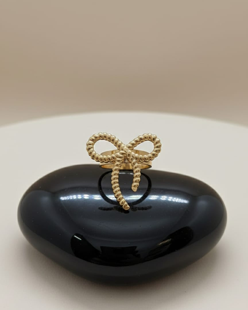 Textured Bow Adjustable Anti-Tarnish Ring