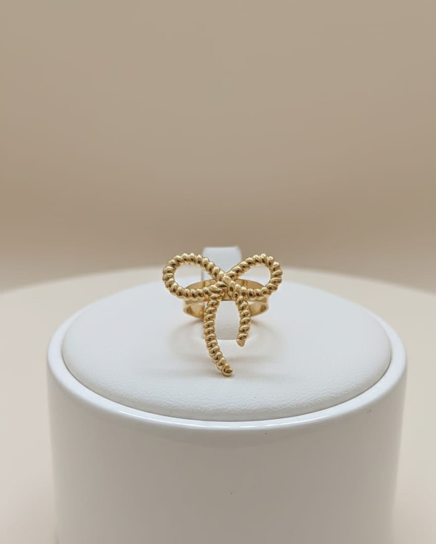 Textured Bow Adjustable Anti-Tarnish Ring