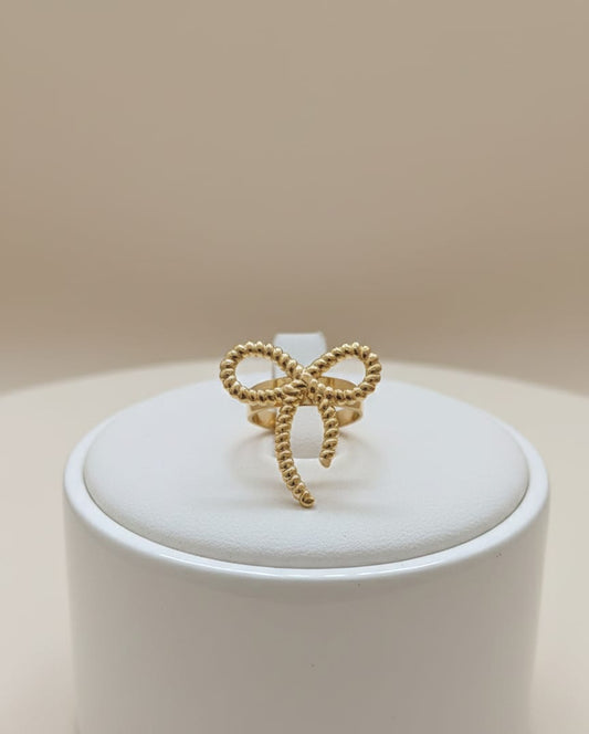Textured Bow Adjustable Anti-Tarnish Ring