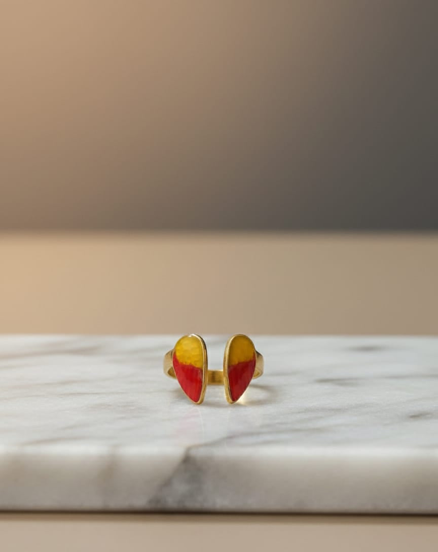 Two-Tone Enamel Adjustable Anti-Tarnish Ring