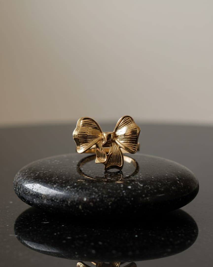 Golden Bow Adjustable Anti-Tarnish Ring