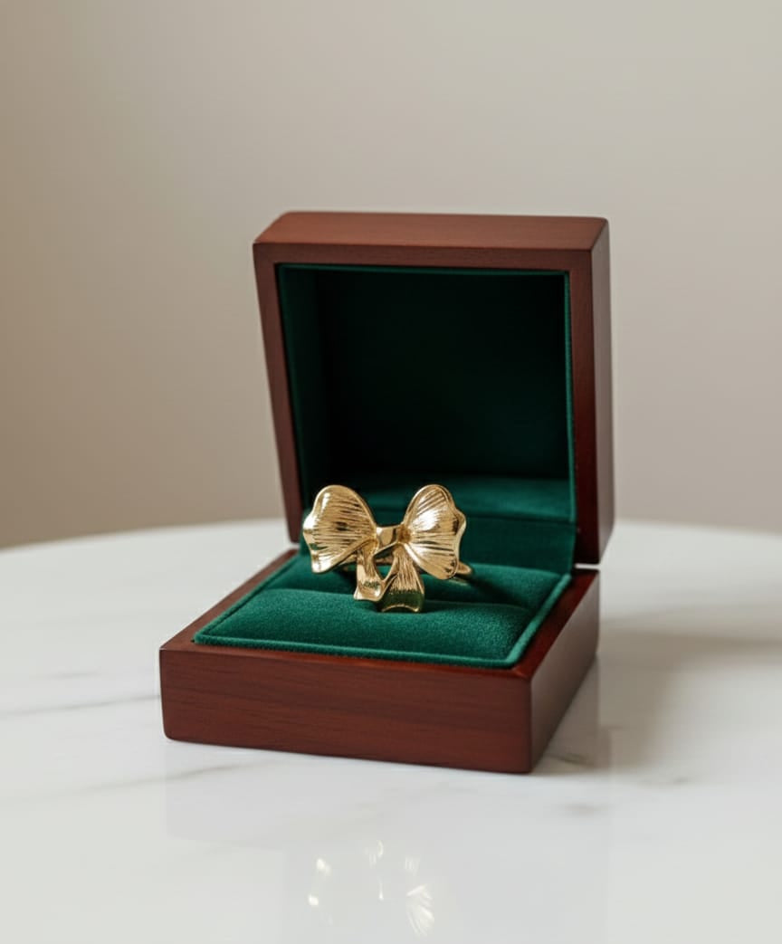 Golden Bow Adjustable Anti-Tarnish Ring