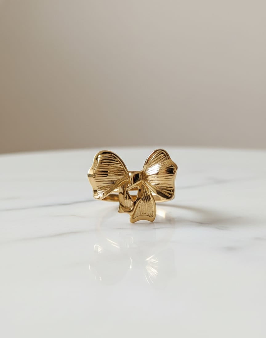 Golden Bow Adjustable Anti-Tarnish Ring