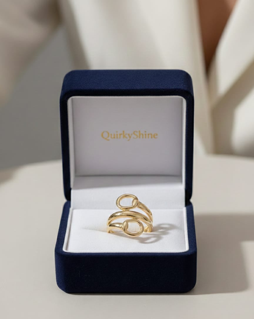 Minimal Open Loop Adjustable Anti-Tarnish Gold Ring