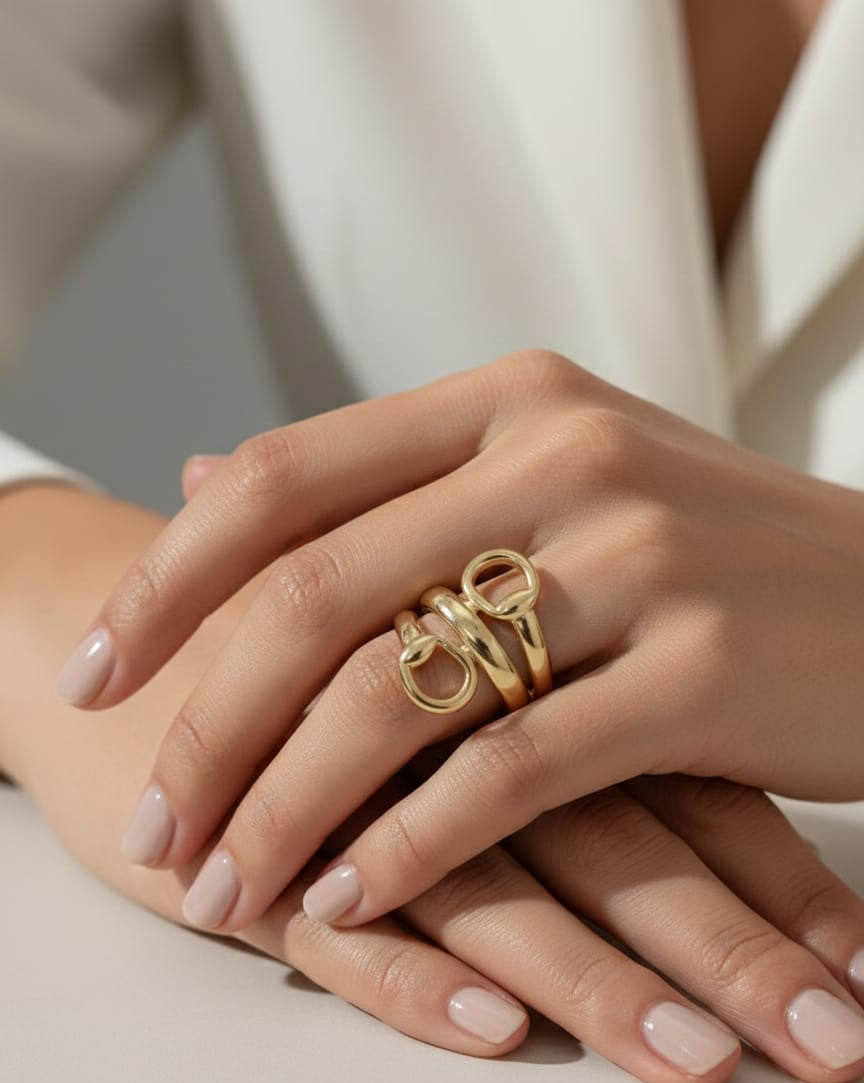 Minimal Open Loop Adjustable Anti-Tarnish Gold Ring