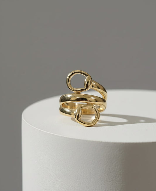 Minimal Open Loop Adjustable Anti-Tarnish Gold Ring