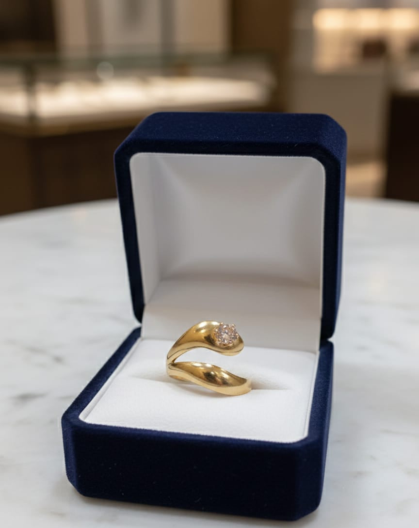 Golden Solitaire Wrap Ring