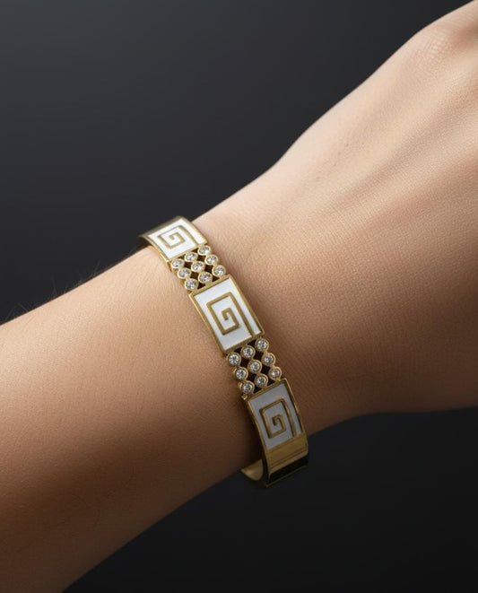 Golden Greek Key Adjustable Anti-Tarnish Bracelet