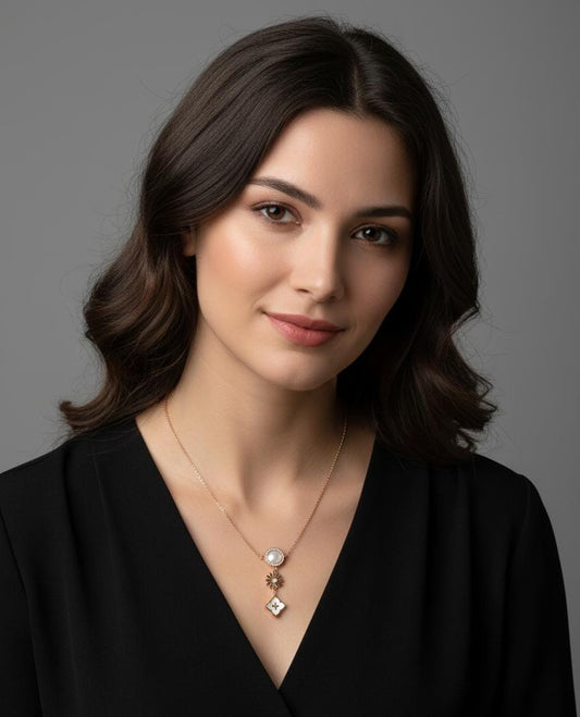 Golden Floral Pearl Charm Anti-Tarnish Necklace