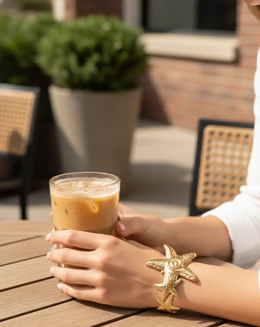 Celestia Starfish Adjustable Anti-Tarnish Gold Cuff Bracelet
