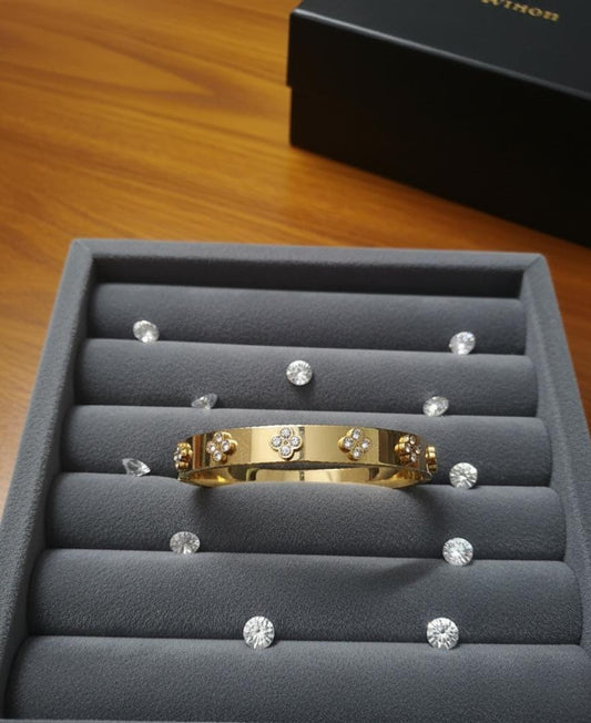 Golden Flora Crystal Adjustable Anti-Tarnish Bracelet