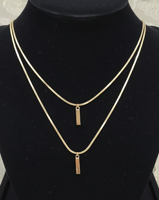 Aria Double Layered Anti-Tarnish Gold Bar Necklace