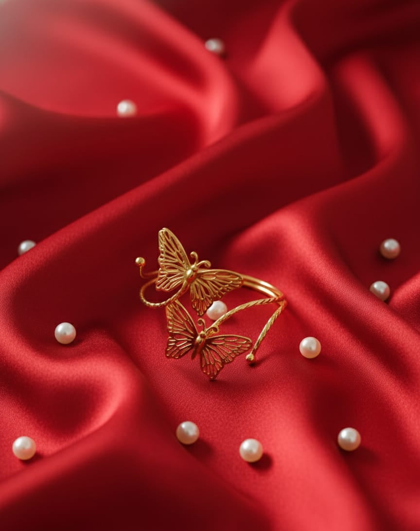 Gold-Plated Butterfly Open Arm Cuff Bracelet