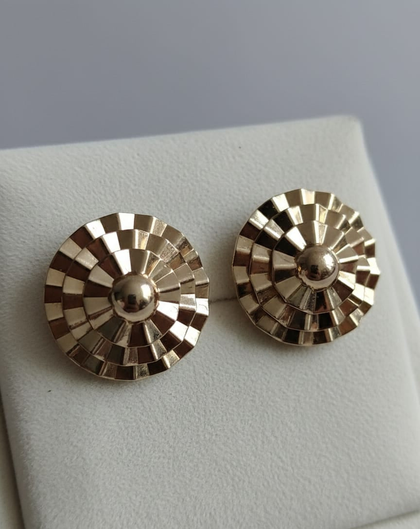 Gold-Toned Textured Disc Stud Earrings