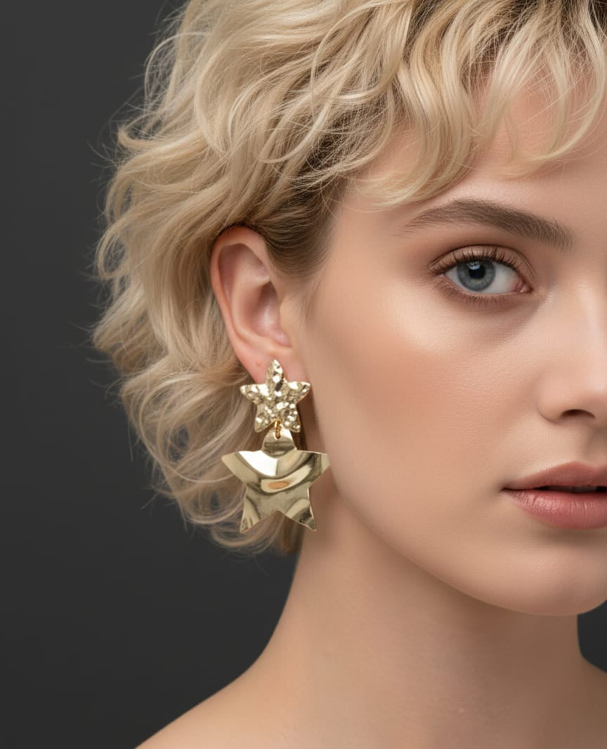 Gold-Toned Star Drop Earrings