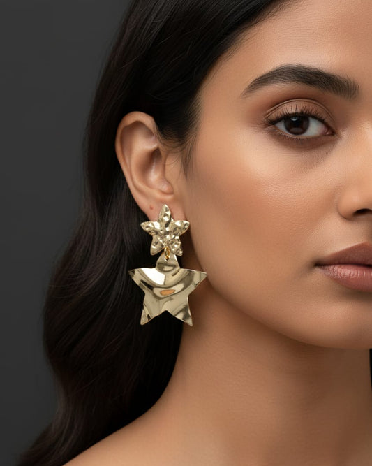 Gold-Toned Star Drop Earrings