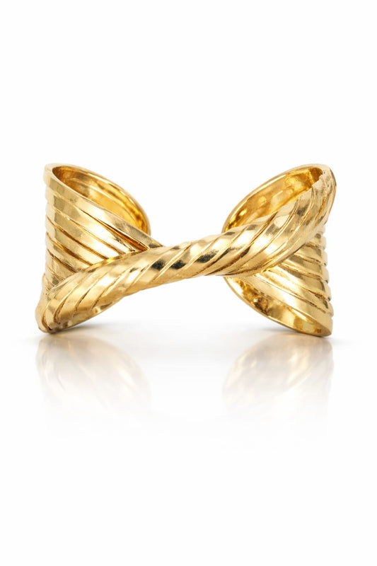 Gold-Toned Twisted Open Cuff Bracelet