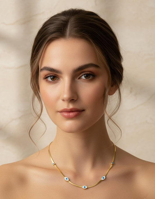 Gold-Toned Evil Eye Anti-Tarnish Necklace