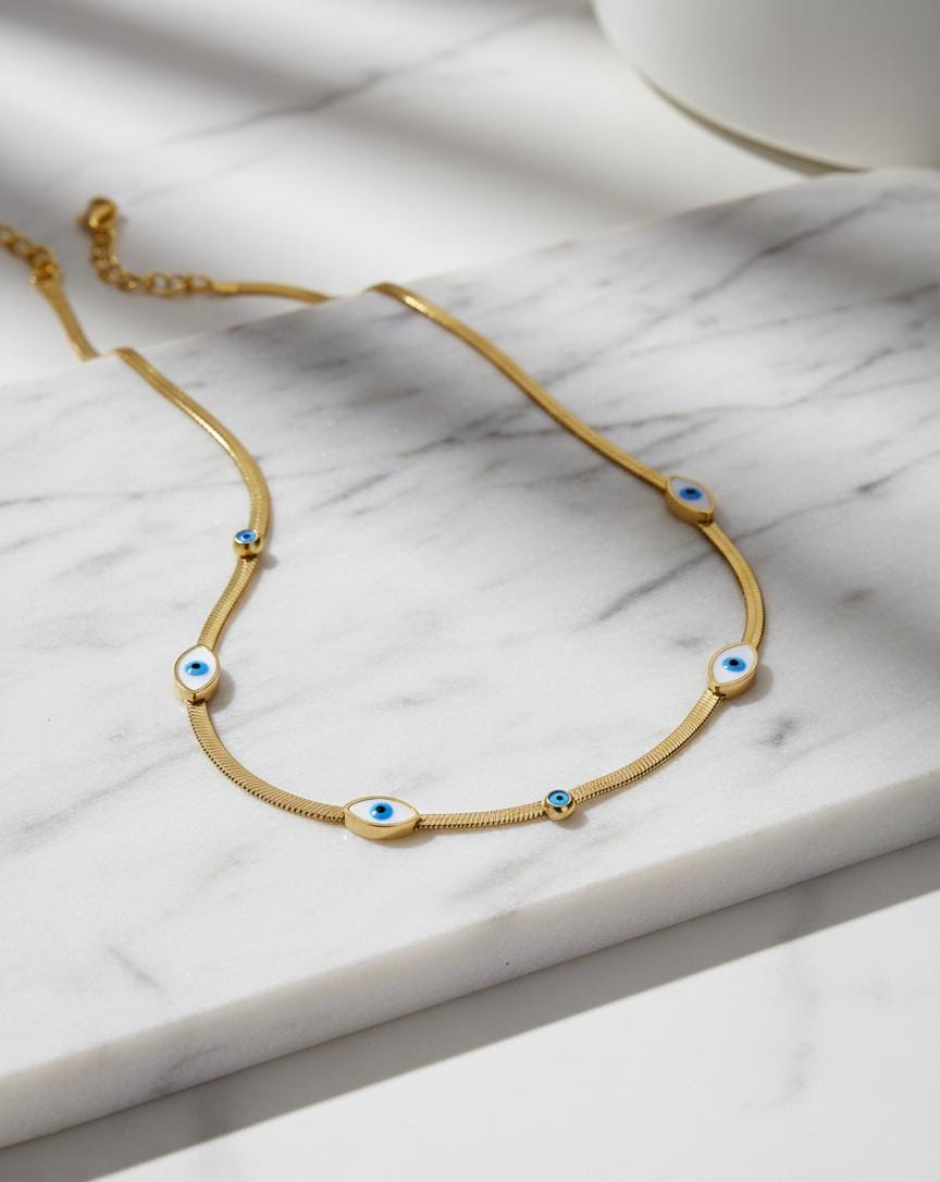 Gold-Toned Evil Eye Anti-Tarnish Necklace