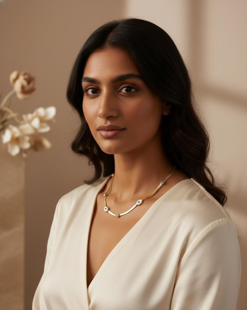 Gold-Toned Evil Eye Anti-Tarnish Necklace