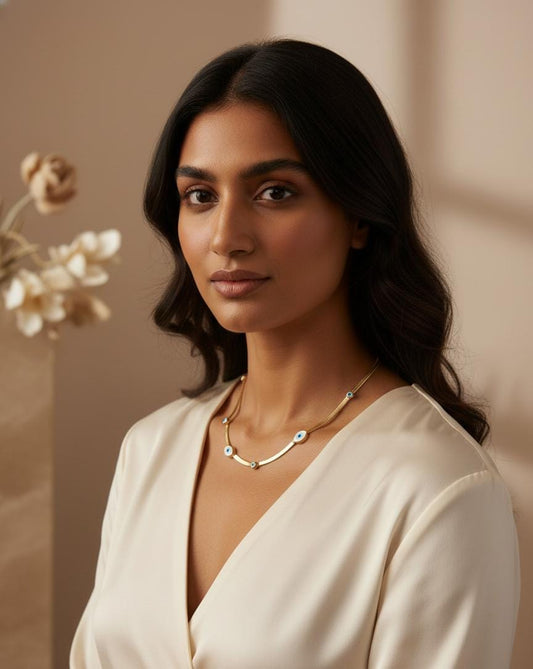 Gold-Toned Evil Eye Anti-Tarnish Necklace