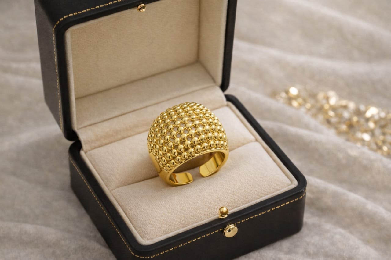 Gold Finish Dome Cocktail Ring