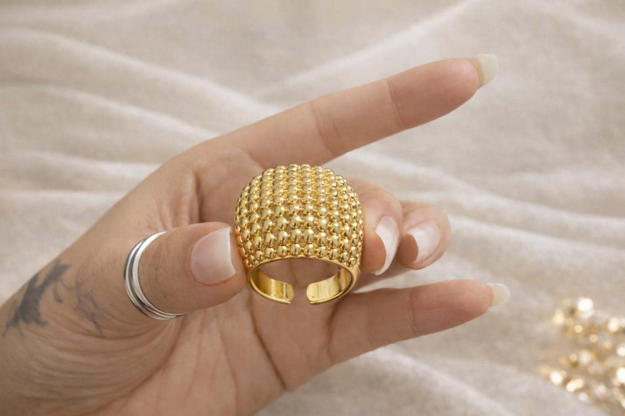 Gold Finish Dome Cocktail Ring