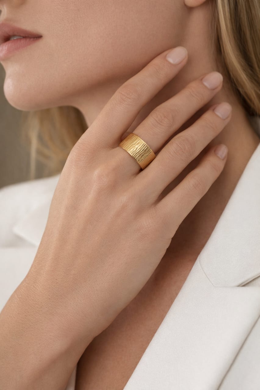 Textured Gold Adjustable Statement Ring