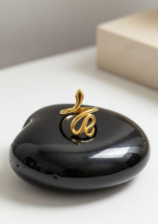 Minimal Snake Design Adjustable Gold Statement Ring