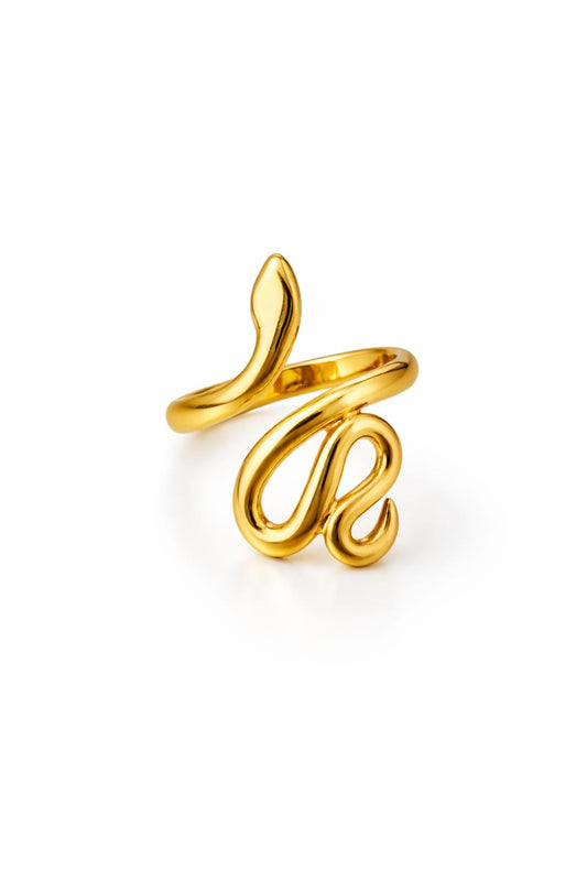Minimal Snake Design Adjustable Gold Statement Ring